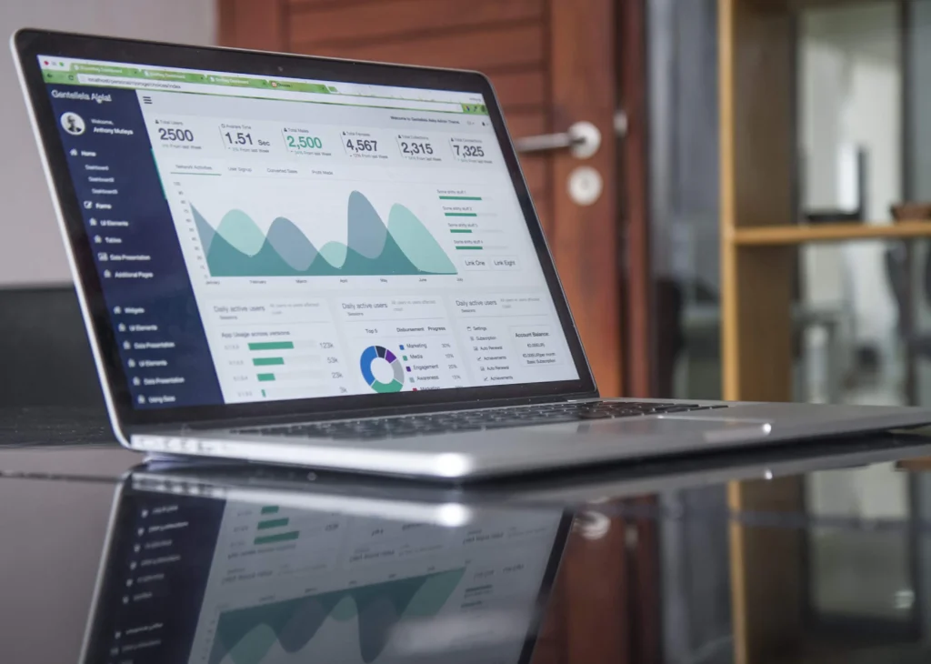 Financial dashboard on a laptop