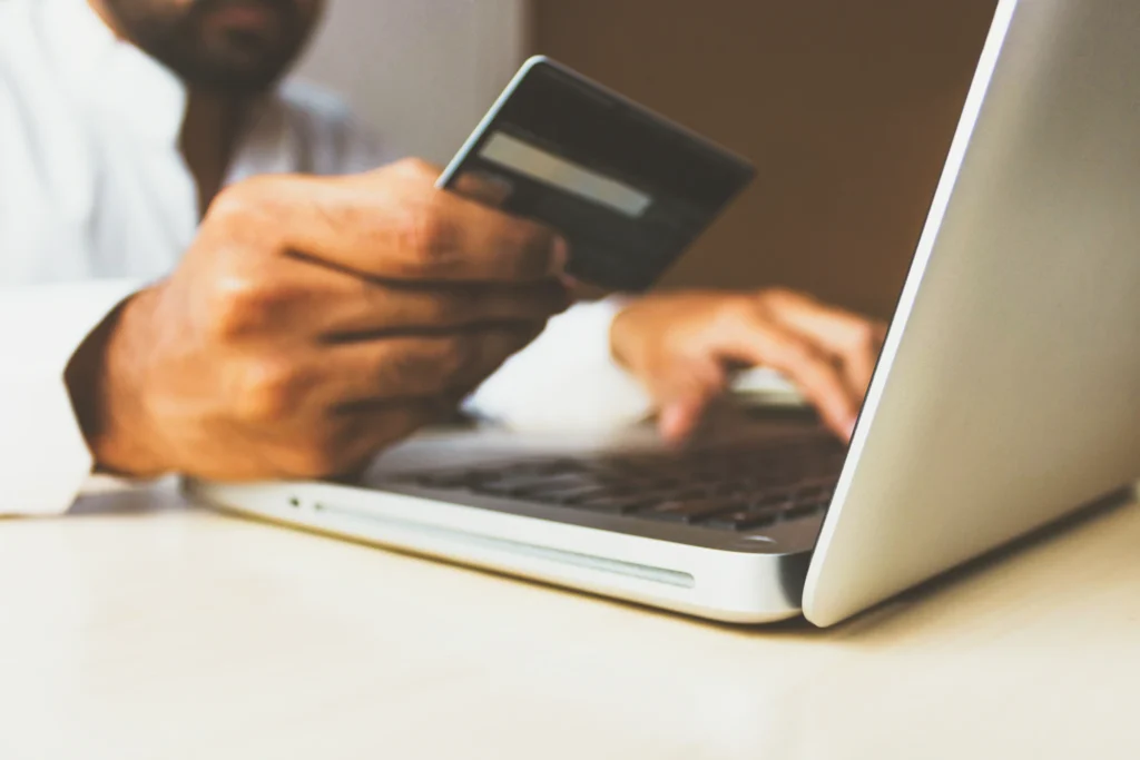 Online payment on laptop